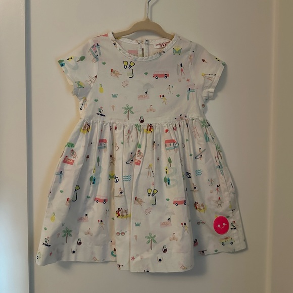 Smiling Button dress - beach print - size 2 - Picture 1 of 3
